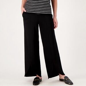 Isaac Mizrahi Live! Regular Pebble Knit Overlapping Wide Leg Pants